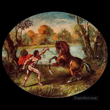  Chirico Lienzo - dioscuros con caballo Giorgio de Chirico Surrealismo metafísico